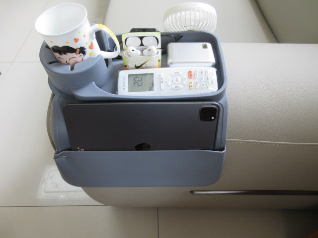 Dark Blue Waterproof Silicone Couch Armrest Cup Holder Tray - Non-Slip & Anti-Spill, Remote, Ipad & snacks โ image 4
