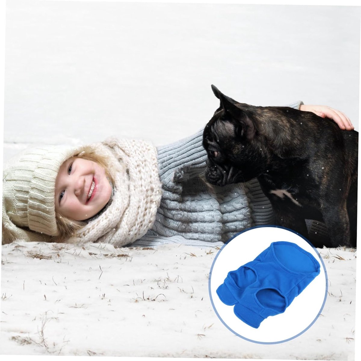 Dog coat - Fleece vest - Dog sweater - Warm winter coat - Pull-on fleece coat - Leash with ring - Perfect for small and medium dogs - Blue - Size M — image 3