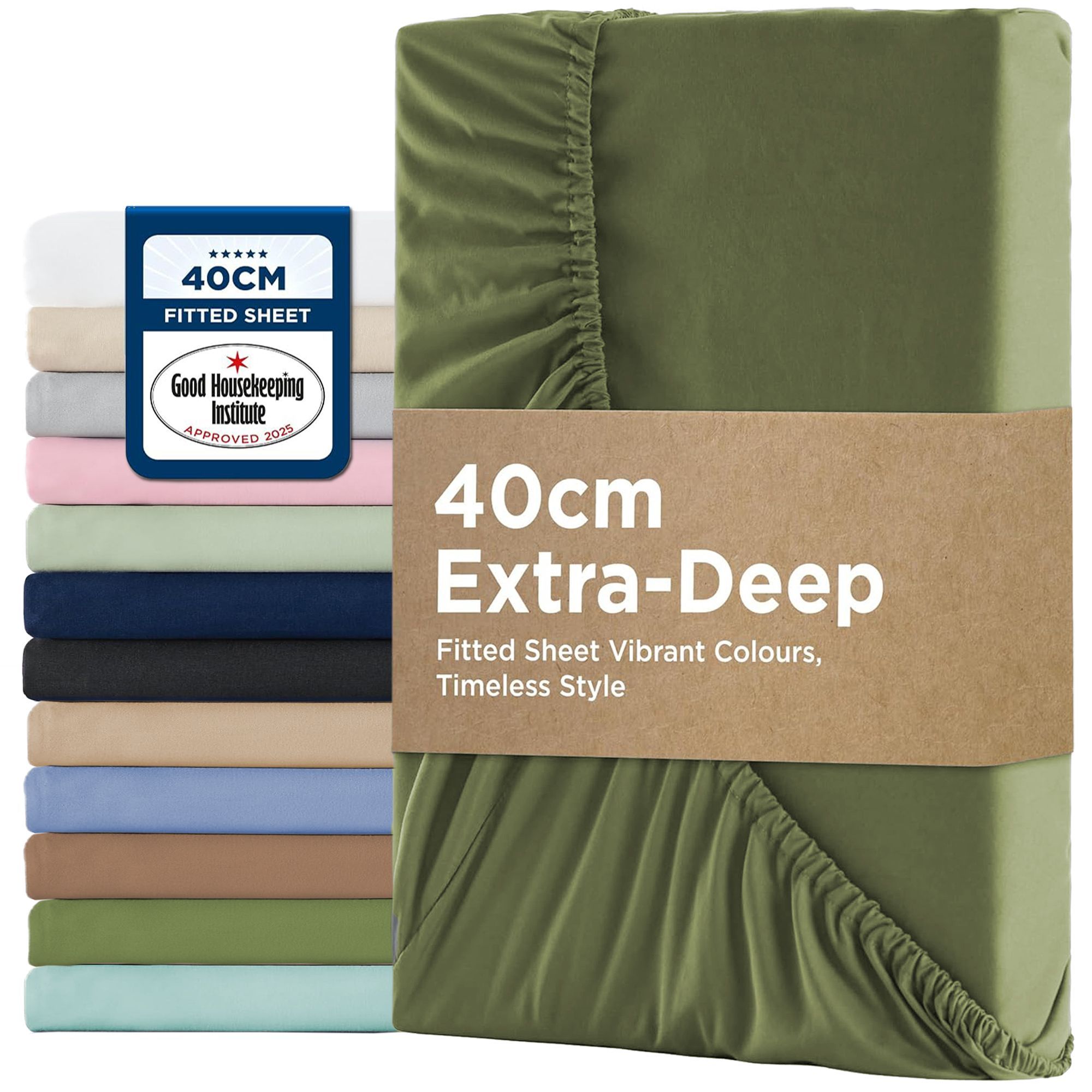 2000TC Hotel Quality Fitted Sheets - 2 Piece Fitted Sheets -Breathable Bedding - Wrinkle, Fade, Stain Resistant- 16inch/40cm Deep Pocket Fitted Bed