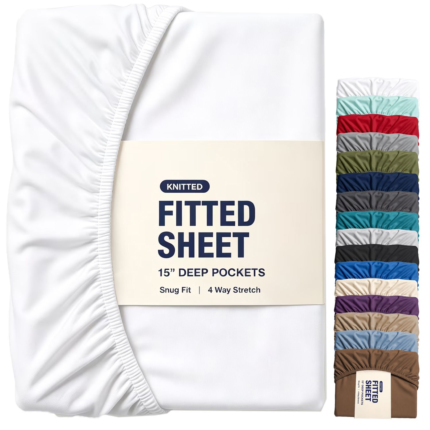 Hotel Quality Fitted Sheet - 1 Piece Fitted Sheet -Breathable Bedding - Wrinkle, Fade, Stain Resistant- 16inch/40cm Deep Pocket Fitted Bed