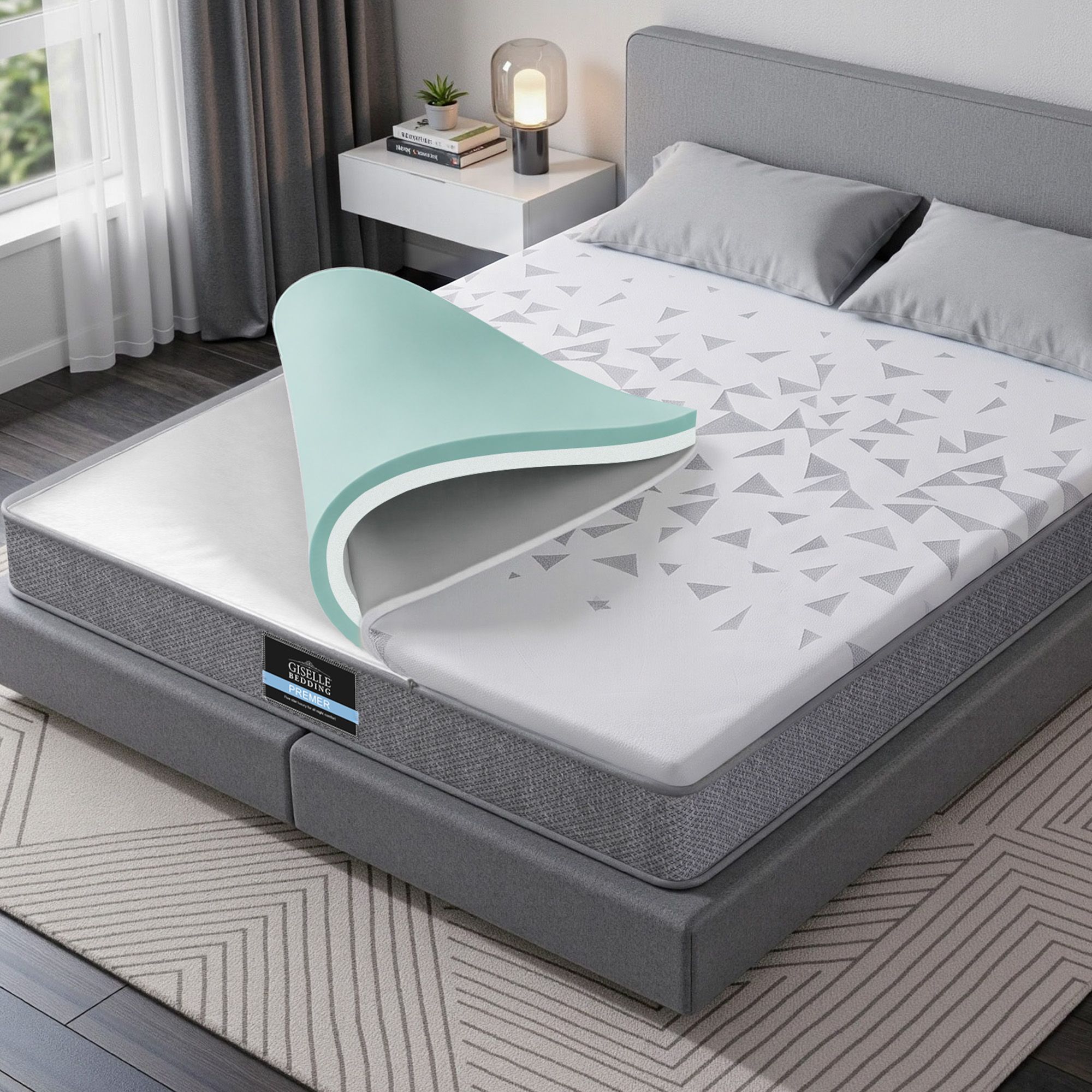 Giselle Bedding King Mattress 23cm Pocket Spring Mattress with Adjustable Firmness Reversible Foam Layer for Medium Firm & Firm Support Motion Isolation