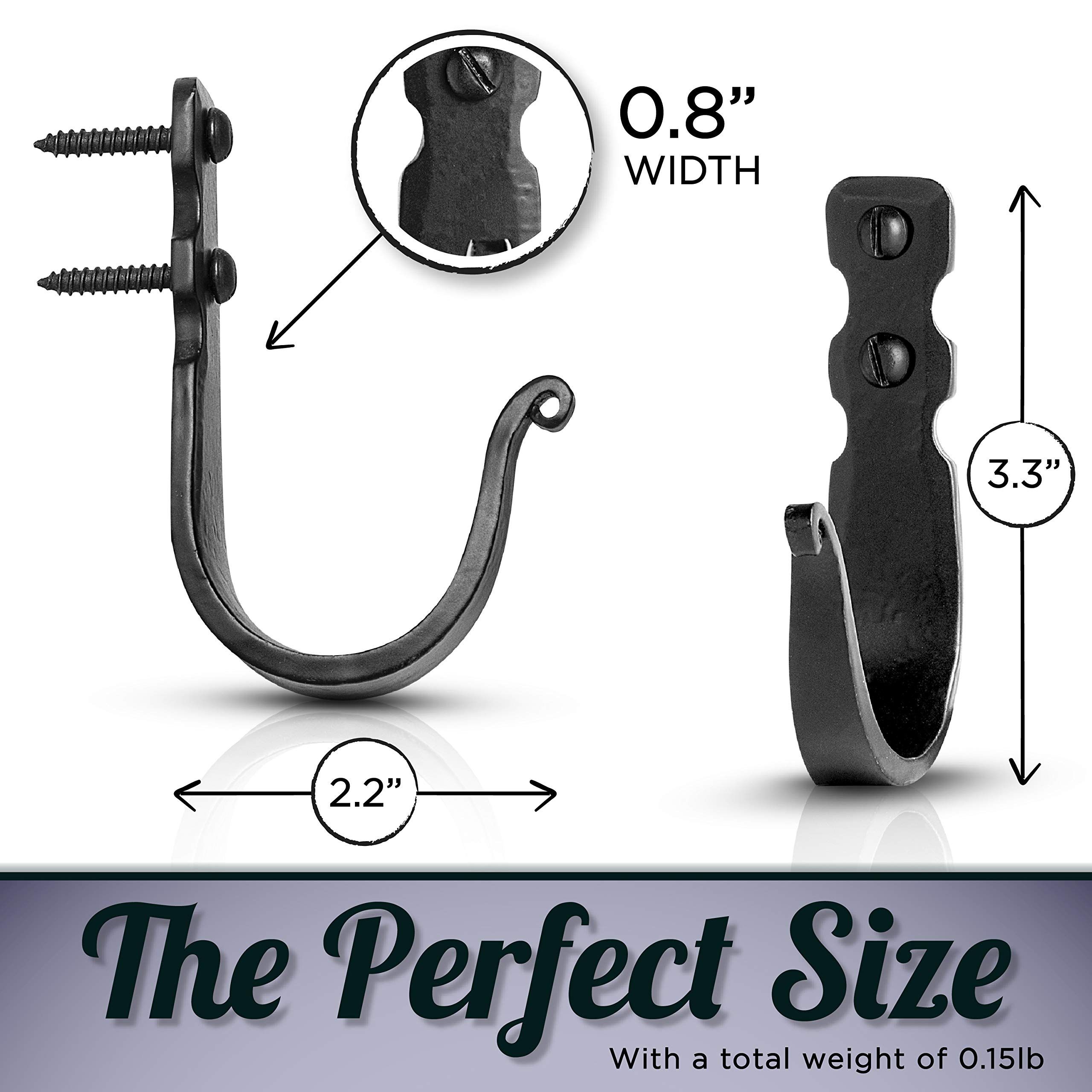 Decorative Hooks for Wall-Wall Hooks for Hanging Coats, Hats & Bags, Rustic Towel Hooks for Bathrooms or Kitchen- Pack of 3, Black โ image 4