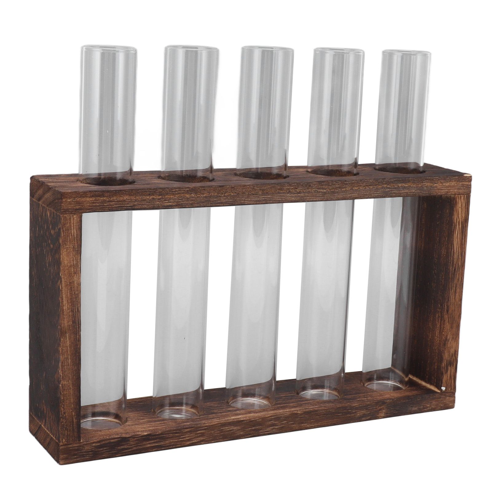 5 Test Tube Plant Terrarium Transparent Observe Growth Status Water Plant Holder with Wooden Stand for Herbs Carbon Color โ image 2