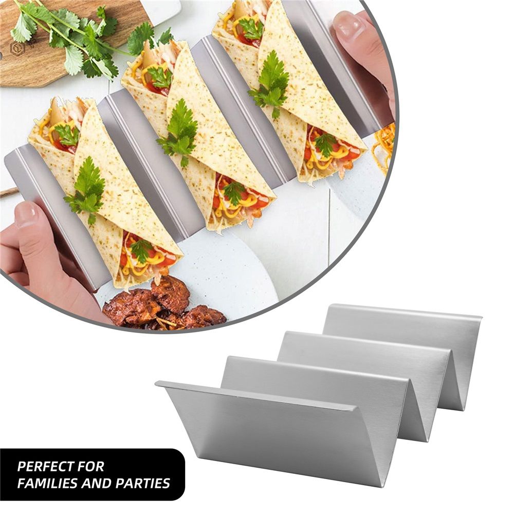 Taco Holders 4 Packs - Stainless Steel Taco Stand Rack Tray Style, Oven Safe for Baking, Dishwasher and Grill Safe(Only bracket) — image 4