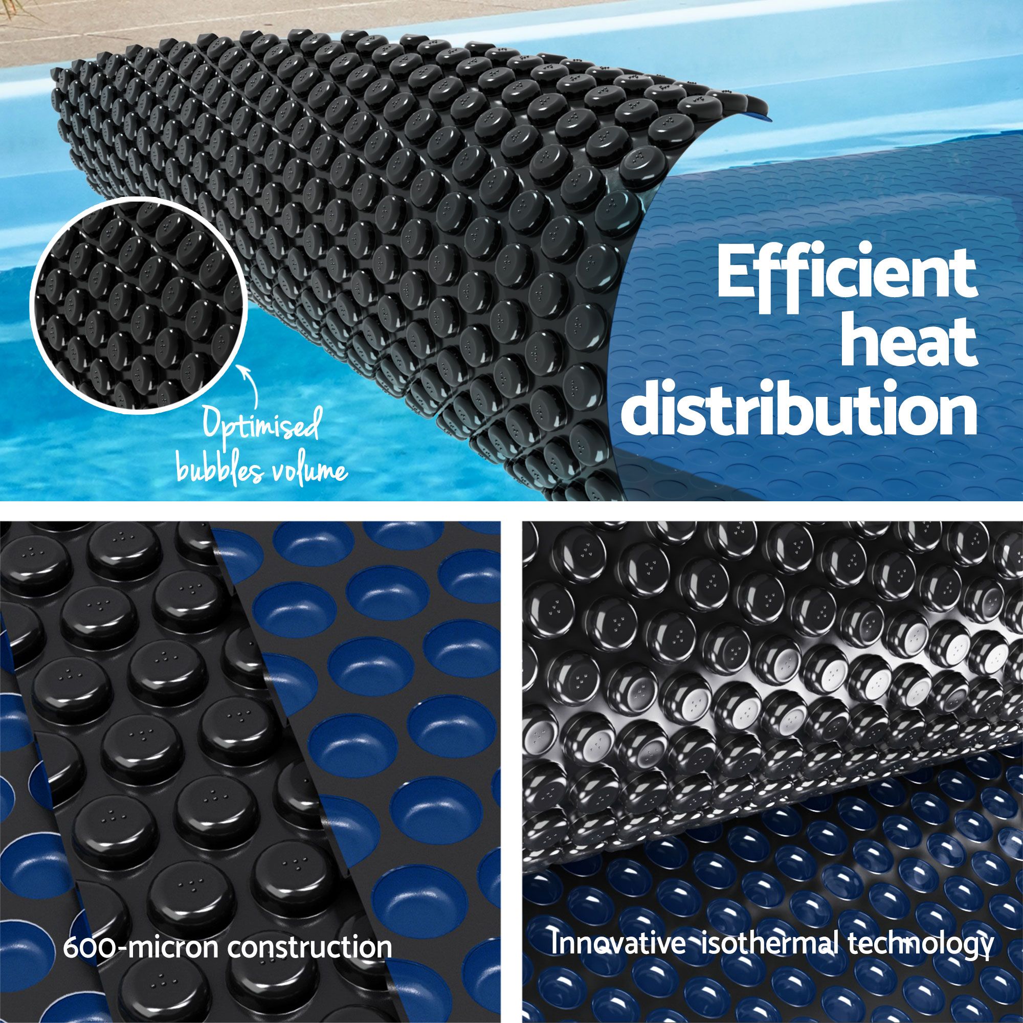 Aqua Buddy Pool Cover 600 Micron 8x4.2m w/ Blue Roller 5.55m Swimming Pools Black Solar Blanket โ image 6