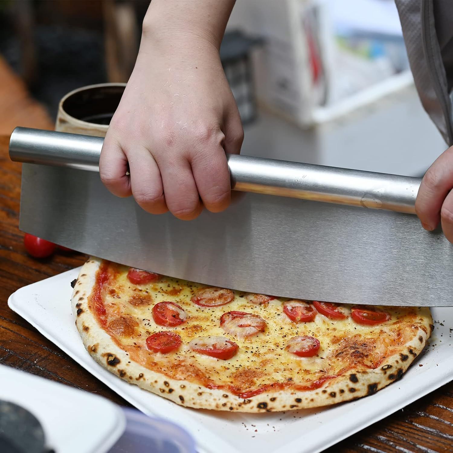 Cutter Stainless Steel with Plastic Sheath Sharp Chef's Slicer Quality Pizza Accessory for Cutting Perfect Portions Dough,Cakes — image 4