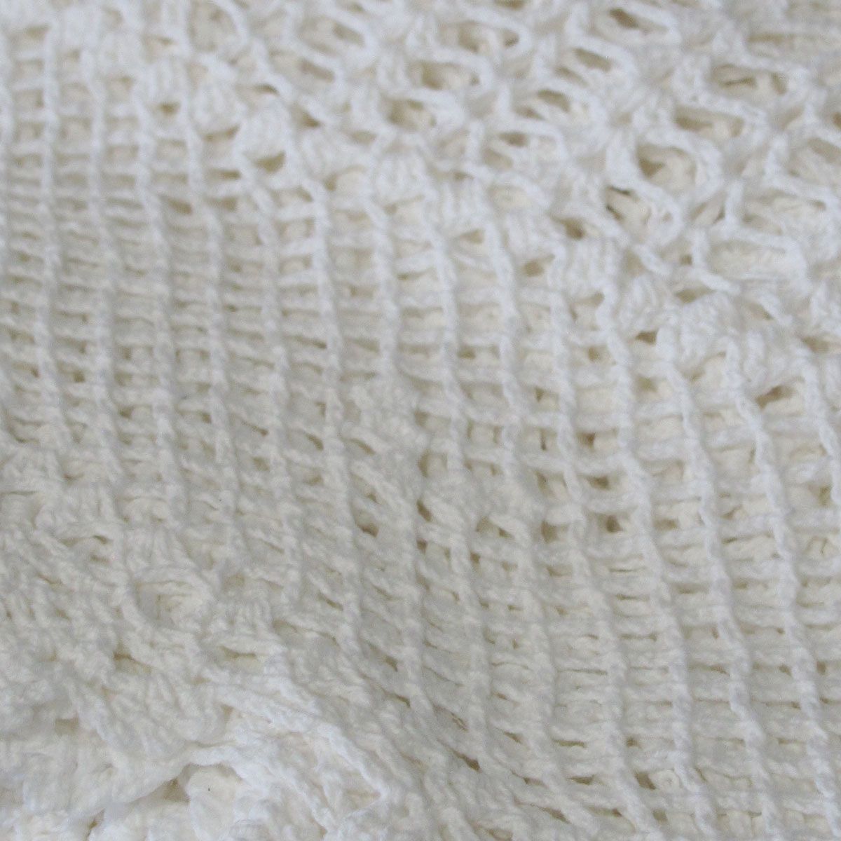 White Knitted Crochet Cotton Tablecloth Square 137 x 137 cm Scalloped Edging 4-Seater โ image 4
