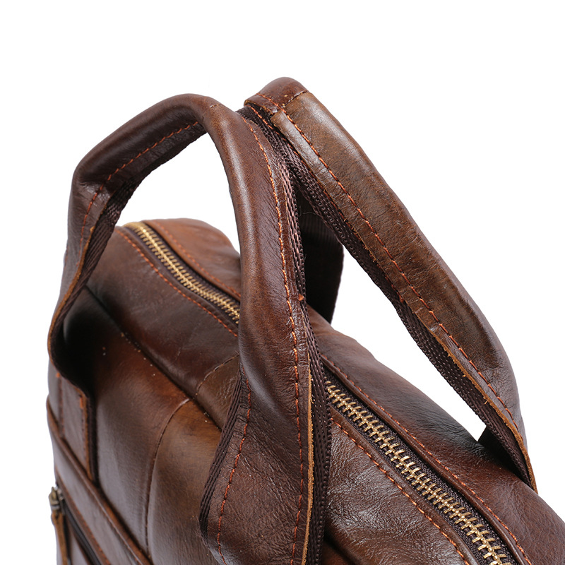 Brown Men's Genuine Leather Shoulder Bag - Vintage Business Briefcase โ image 6