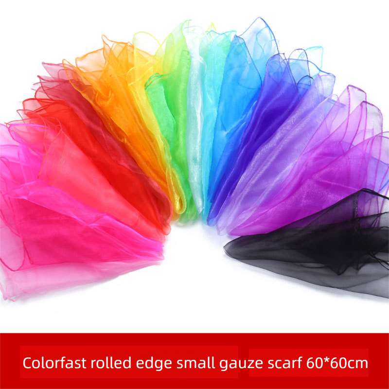 6-piece 60*60 cm(Red and Orange and Yellow and Green and Blue and Purple) Magic Scarf Set - Colourful Chiffon Dance Scarves for Performance Play, Lightweight — image 3