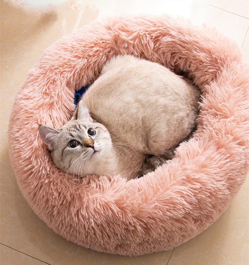 Cat Bed Fluffy Cat Bed Round Cat Bed Cat Furniture Cat Comfort Cat Sleeping Bed - Light Gray / 24in — image 6
