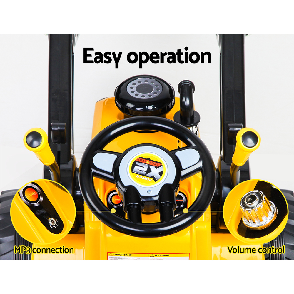 Rigo Kids Electric Ride On Car Bulldozer Digger Loader Remote 6V Yellow โ image 4