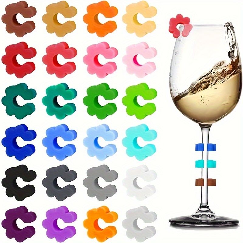 24pcs Vibrant Silicone Wine Glass Markers, Durable Reusable Drink Charms for Parties Events Cocktails Champagne — image 2