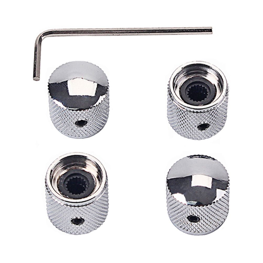 4Pcs Metal Hexagon Knobs for Guitar Volume Control Silver 1.8 x 0.73in — image 2