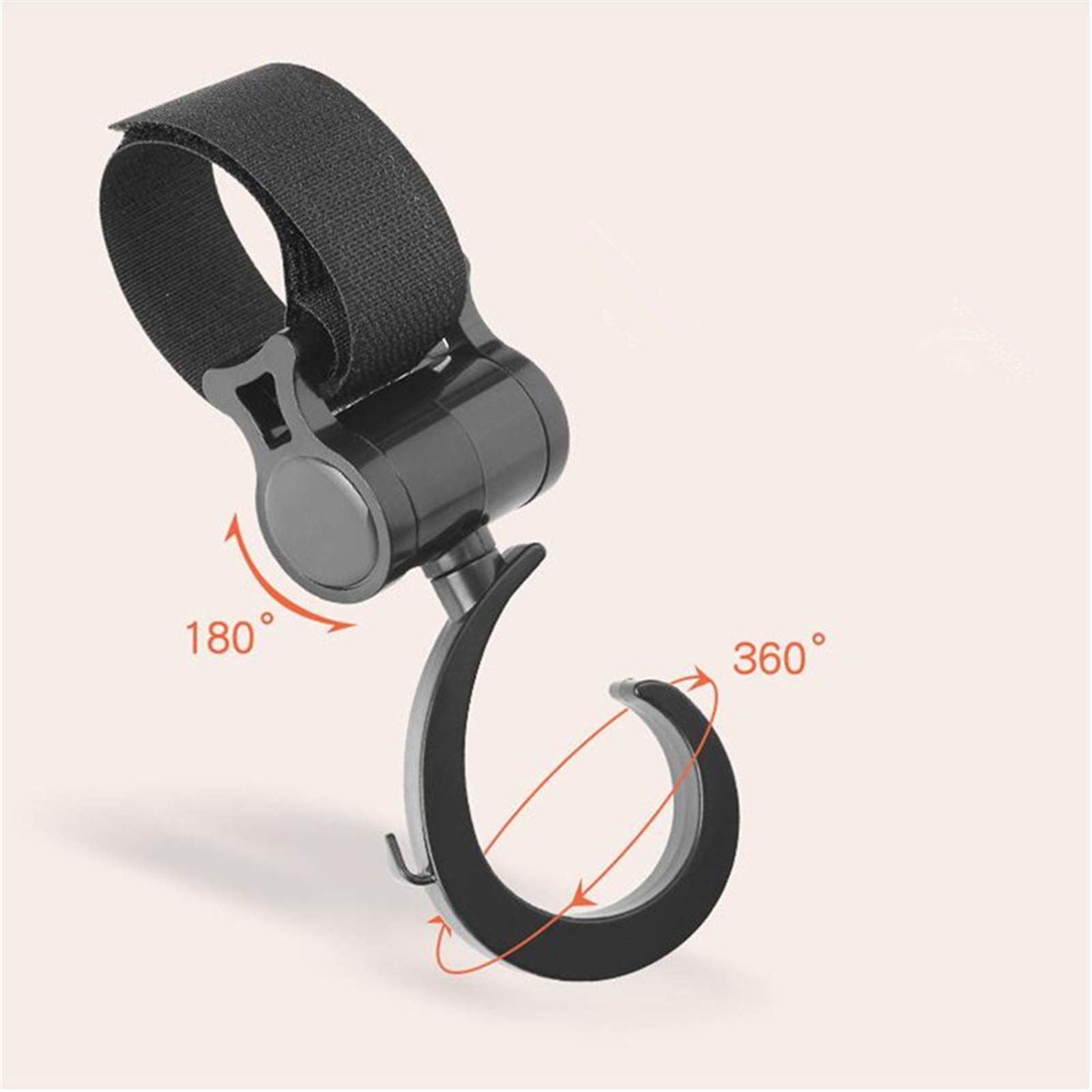 Stroller Hooks for Hanging Stuff Organizer Groceries Purse Mommy Hook Stroller Jogging Walking or Shopping Pack of 2-Black — image 3