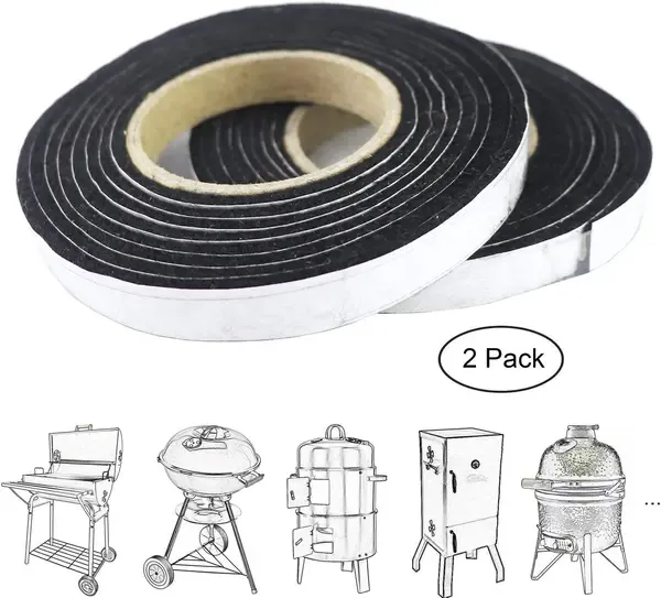 BBQ Smoker Gasket Tape, Self-Adhesive Heat-Resistant Door and Lid Seal for Charcoal Grills, Smokers and Oven Doors, Black โ image 2