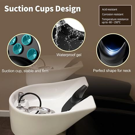 Shampoo Bowl Neck Rest with Suction Cup, Silicone Neck Rest for Salon Sink, Non-Slip Salon Neck Rest for Hair Washing Sink Neck Support, Neck Rest for Wash — image 3