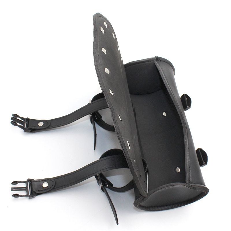 Motorcycle Handlebar Bag, Motorcycle Fork Tool Bag Motorcycle Tool Bag With 2 Straps Leather Black Universal for Motorcycle Front โ image 2