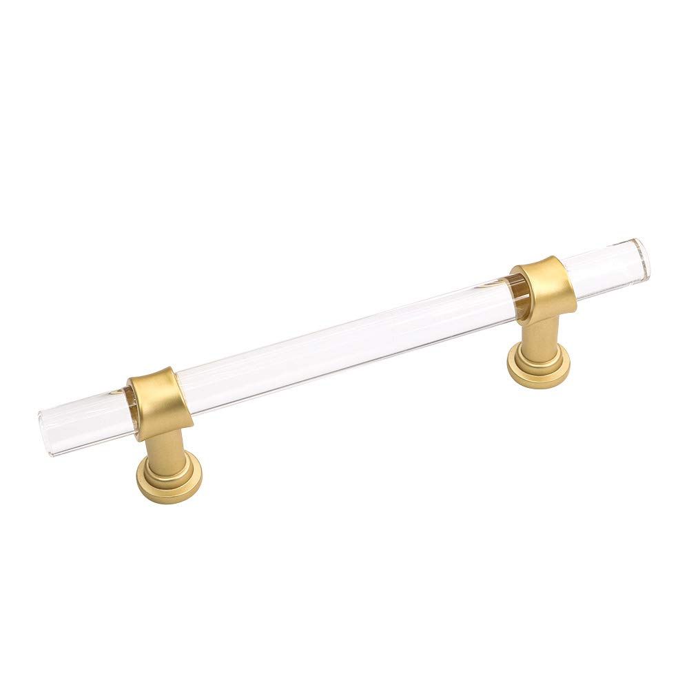 2 Pack Acrylic Drawer Pulls Kitchen Cabinet Handle Gold Dresser Drawer Pull Brushed Brass Cabinet Hardware — image 3
