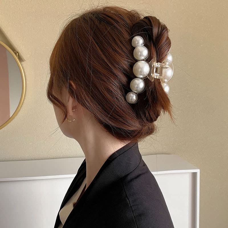 Pearl Hair Clips, Large Pearl Hair Claw Clips for Women, Non-Slip Pearl Hair Accessories for Thick Hair and Thin Hair — image 3