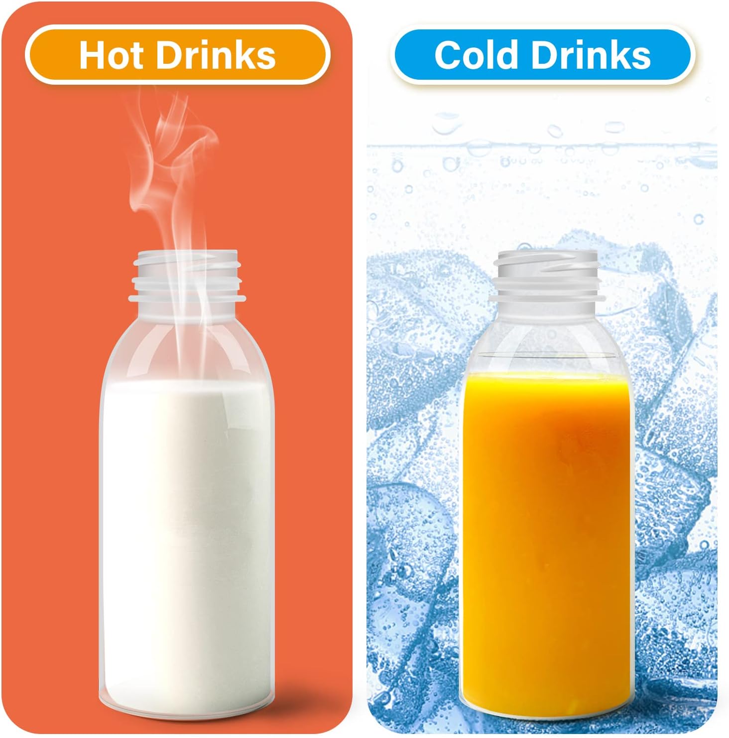 EONJOE Dishwasher Safe 16oz Plastic Bottles with Caps Reusable BPA Free PP5 Juice Milk Water Smoothie Bottle Heat-Resistant Refillable — image 2