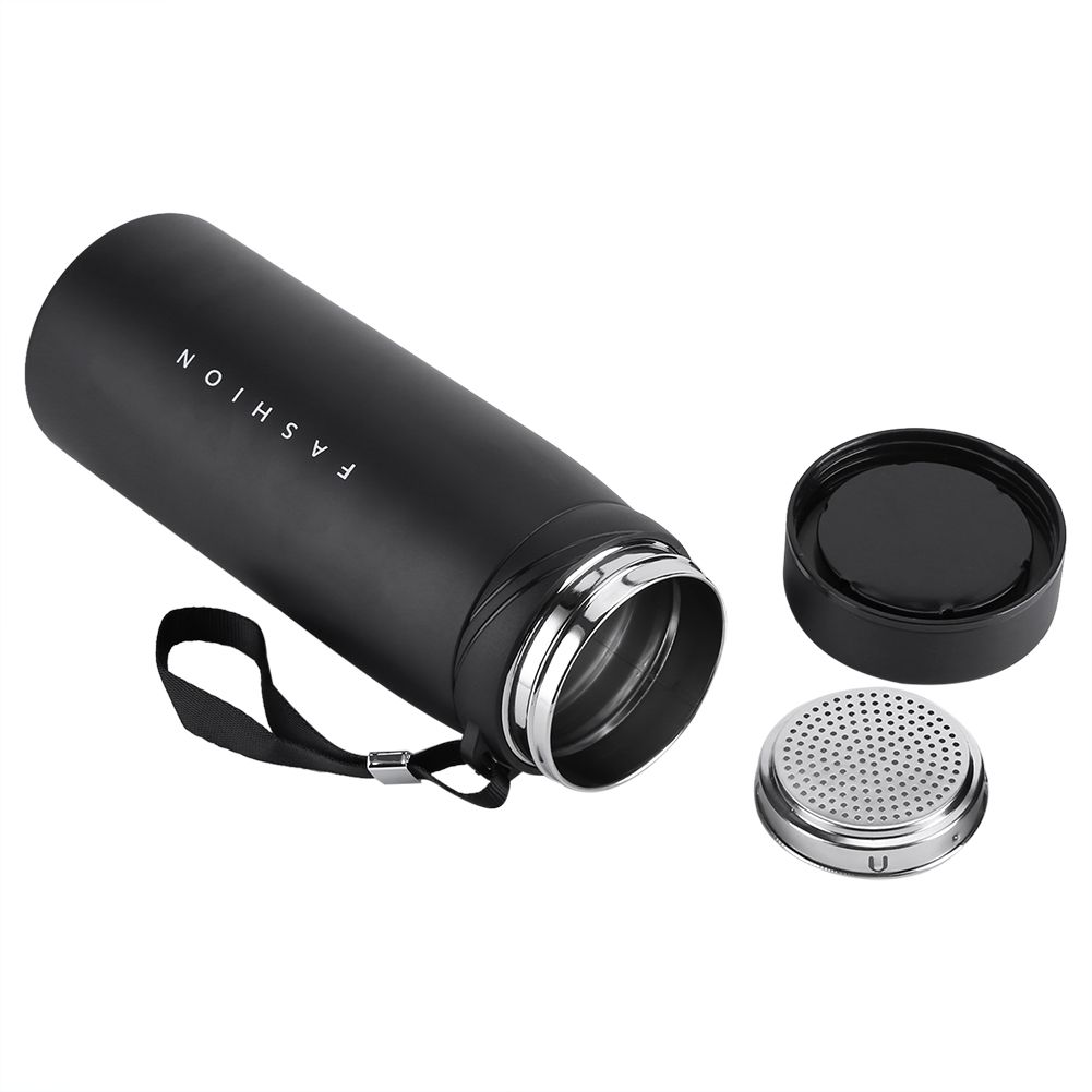 1Pc 900ml Stainless Steel Water Thermal Cup Tea Coffee Travel Drink Bottle (Black) — image 4