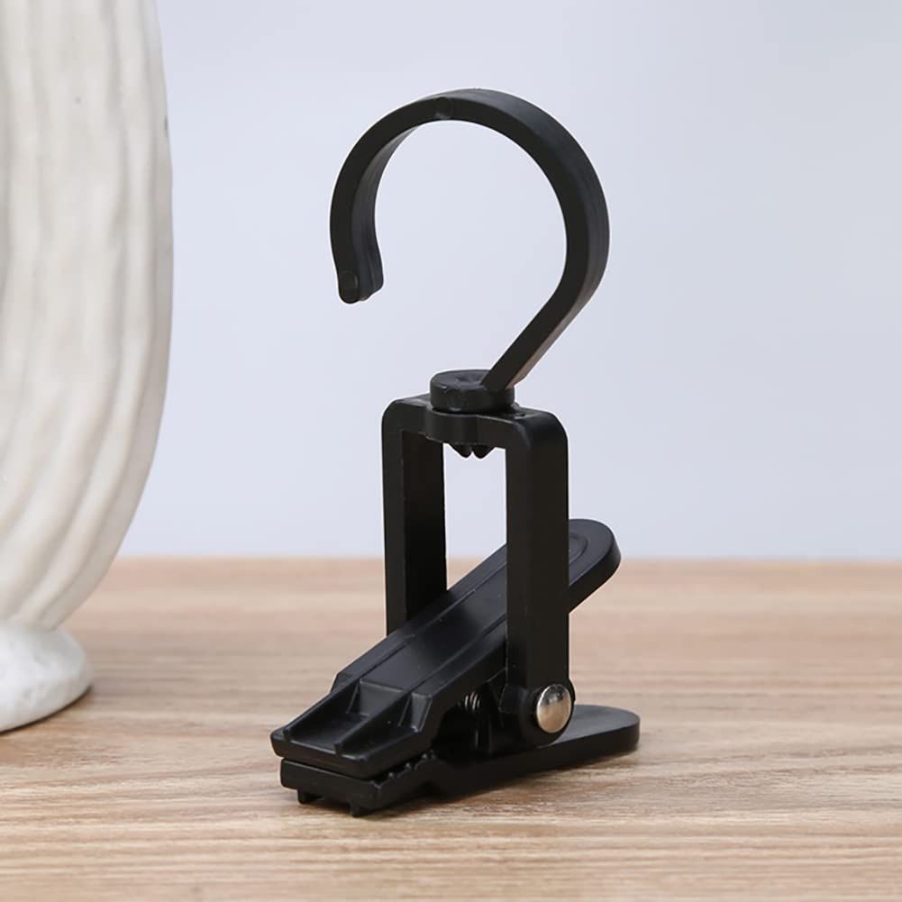 10 Pcs Plastic Portable Swivel Hook Multi Functional Clips Rotating Hanging Laundry Hook Curtain Clips Black β image 2