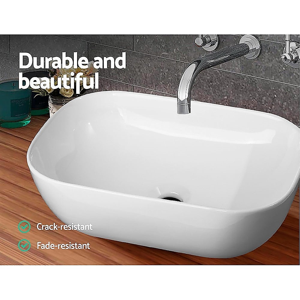 Ceramic Bathroom Basin Vanity Sink Oval Above Counter Top Mount Bowl — image 3