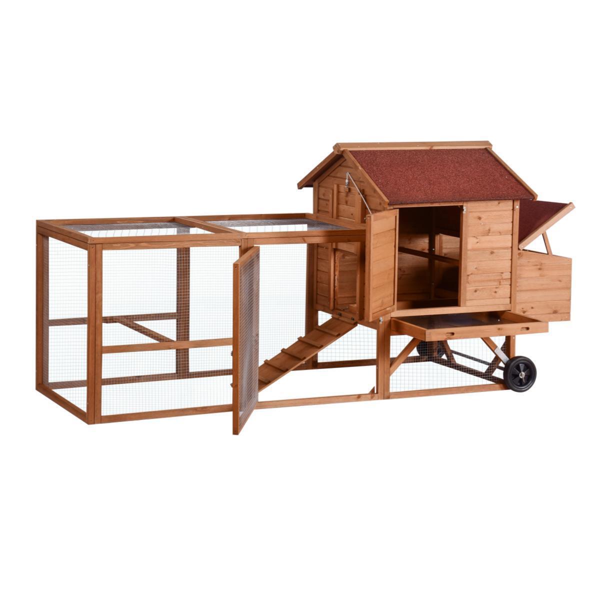 YES4PETS 248 cm XL Chicken Coop Rabbit Hutch Ferret Hen Guinea Pig House With Wheels โ image 5
