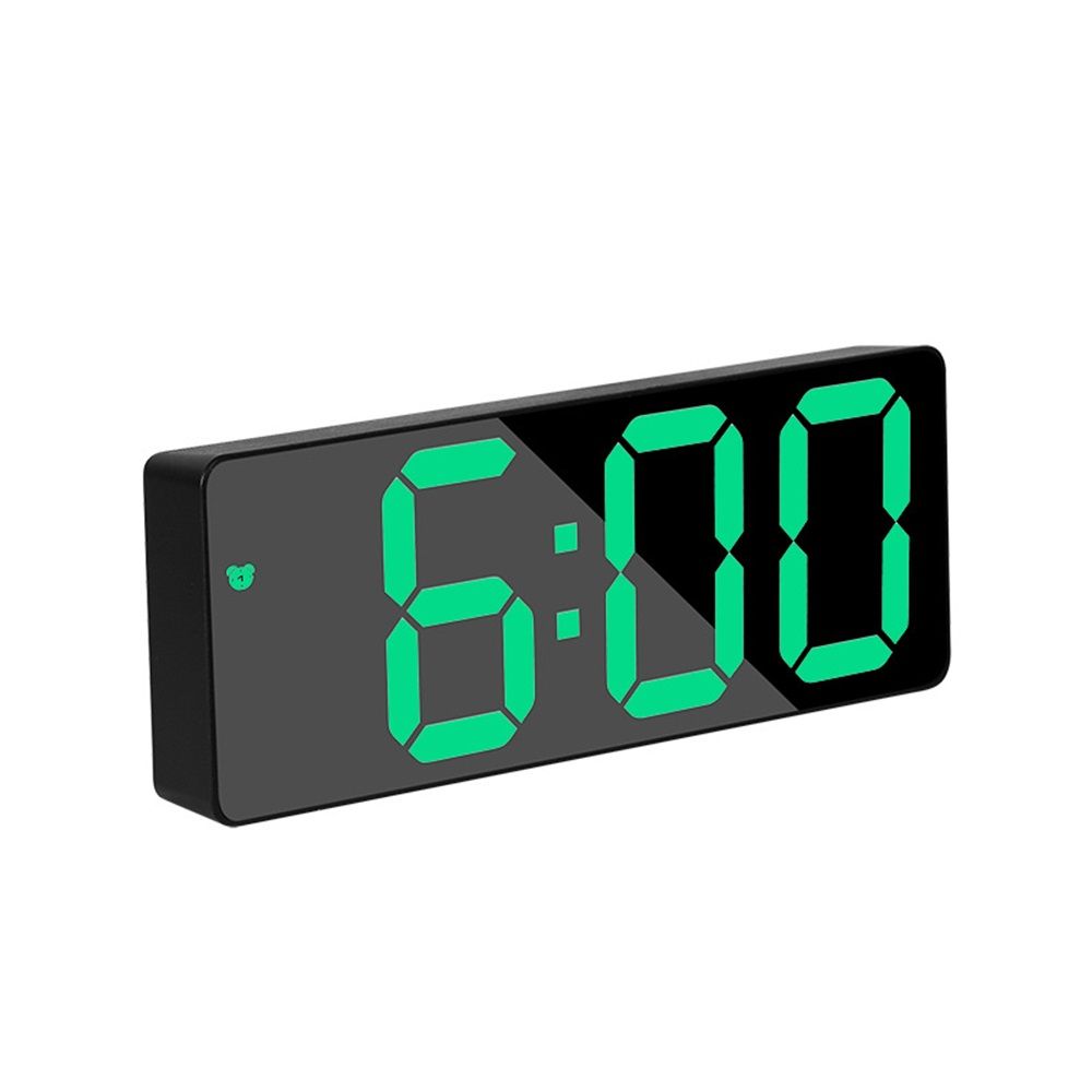 Digital Alarm Clock LED Travel Alarm Clocks with Button Brightness Adjustable(Rectangular black face green light)