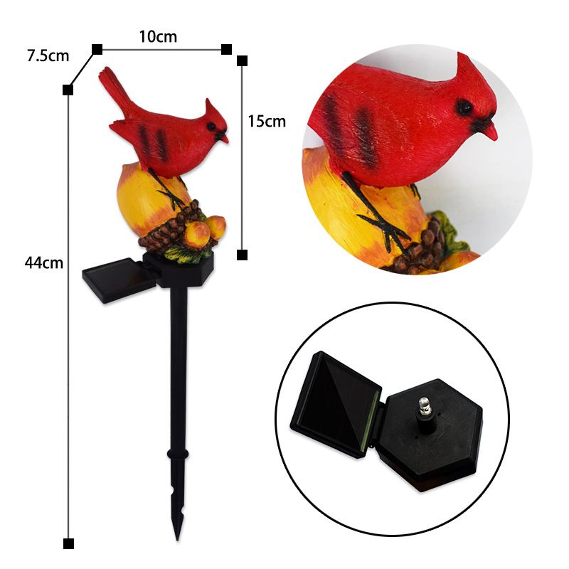 Solar Garden Decor Waterproof Red Bird Figurine Solar Stake Lights for Outside Outdoor Yard Patio Lawn Porch Cemetery Grave(Nut) — image 4