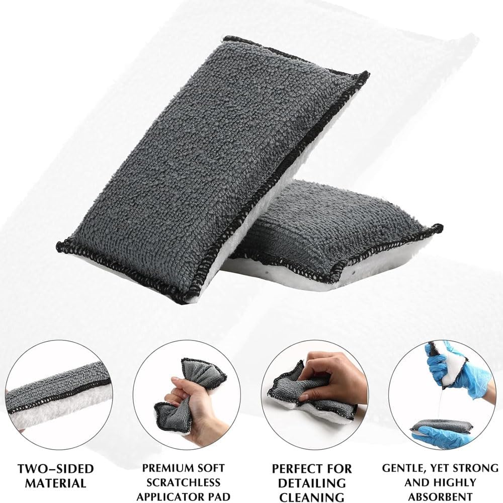 6 PCS Car Interior Cleaning Sponge, Microfiber Scrubbing Pads for Plastic Leather Upholstery, Auto Detailing Scrub Pads, Reusable Multi Surface Sponges — image 6