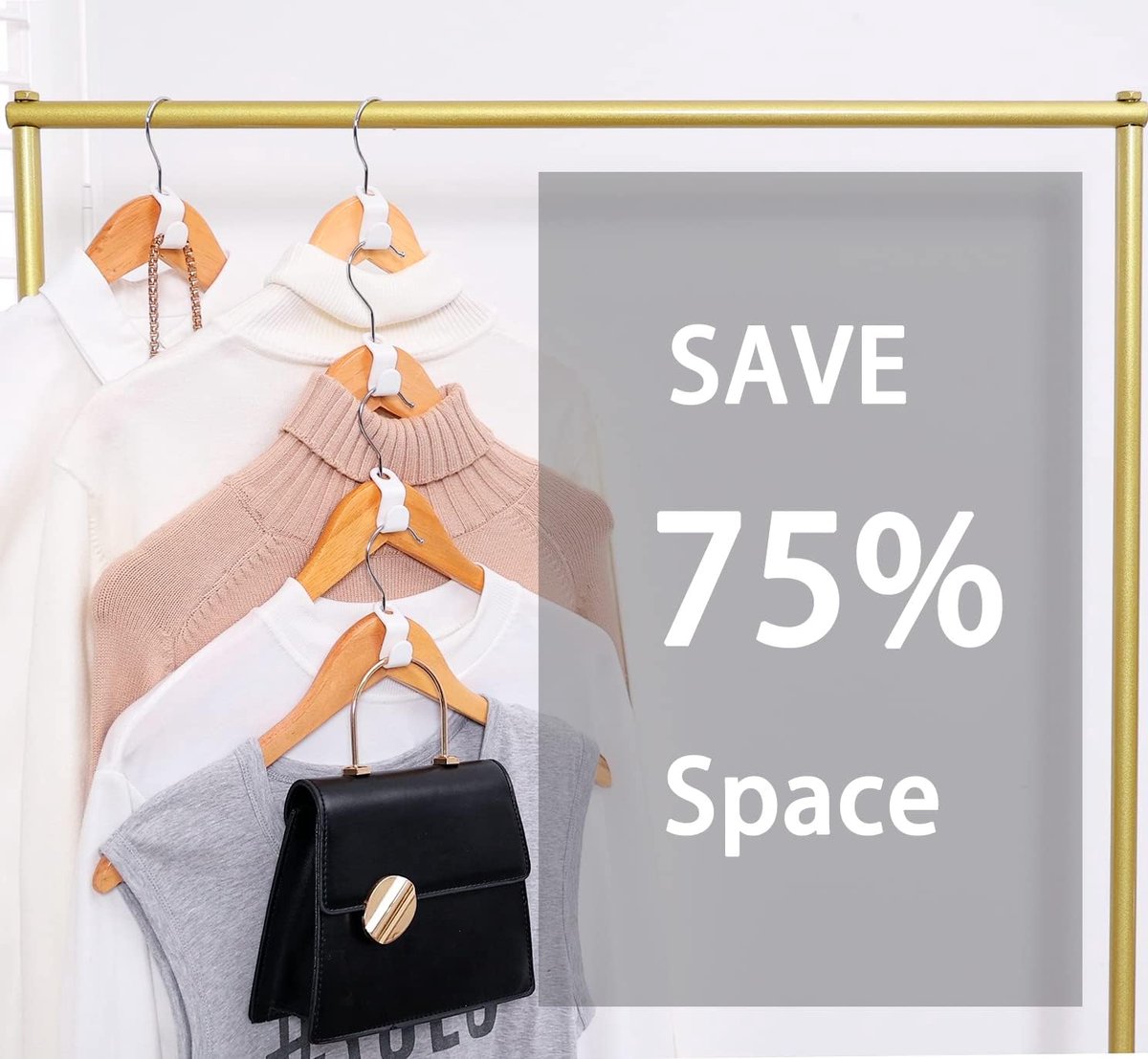 Hook - Connecting hook for hangers - 20 Hanger hooks - Ideal space saver for your wardrobe - Wit — image 5