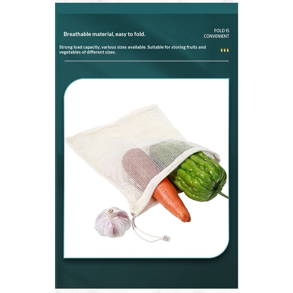 Reusable Cotton Mesh Produce Bags Organic Cotton, Durable, Double Stitched, Washable with Tare Weight & Drawstring - Mesh Bags for Grocery Shopping, Vegetables β image 5
