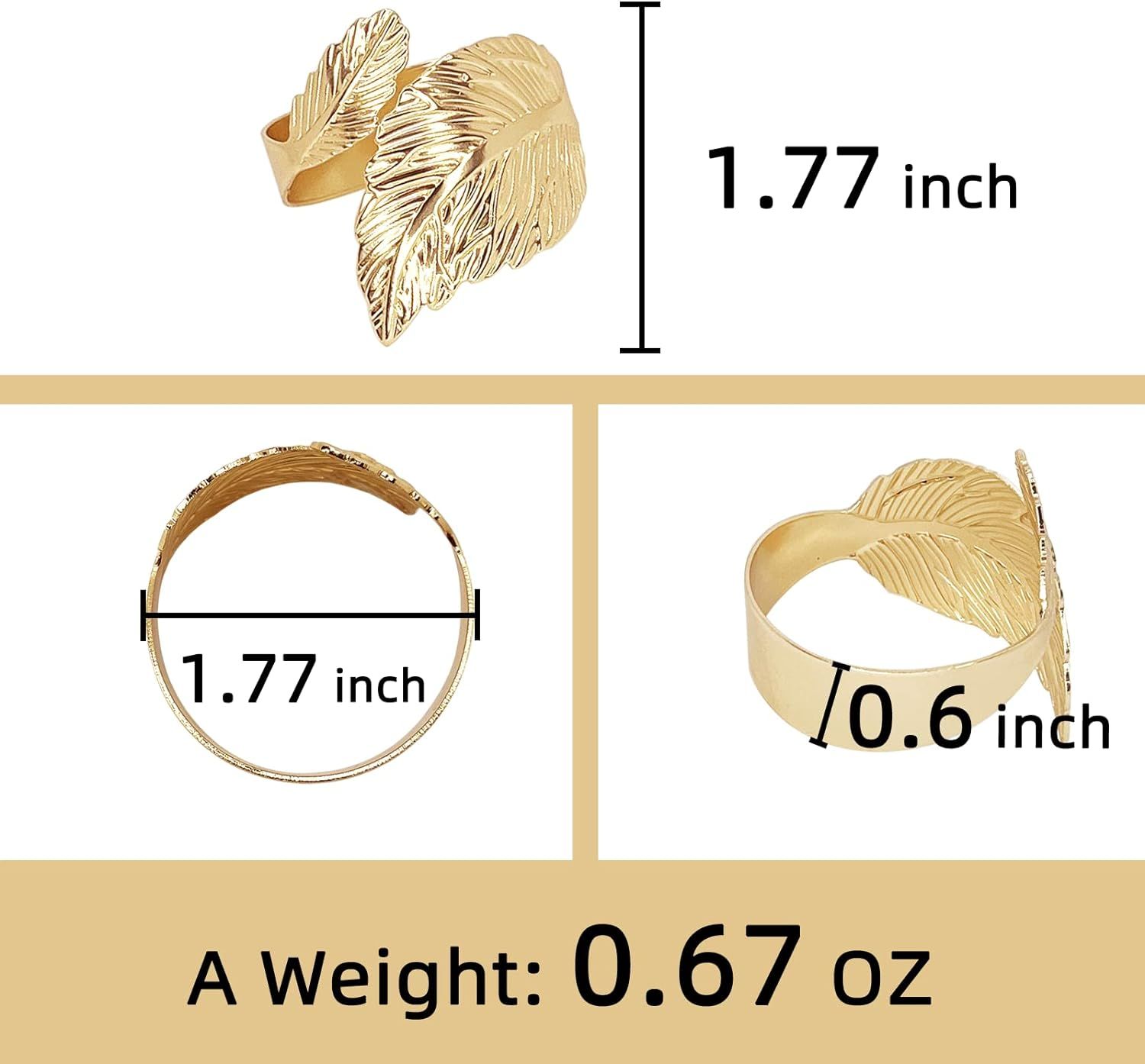 Gold Leaf Napkin Rings Set of 8, Metal Material Gold design napkin rings look more stylish and sophisticated — image 2