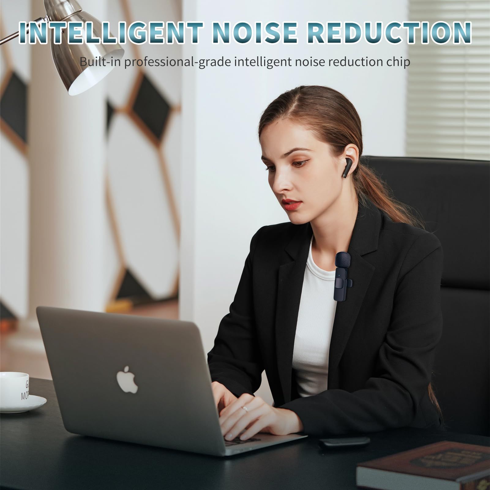 Professional wireless lavalier microphone, cordless omnidirectional lavalier microphone, and used for interview video podcasts — image 5