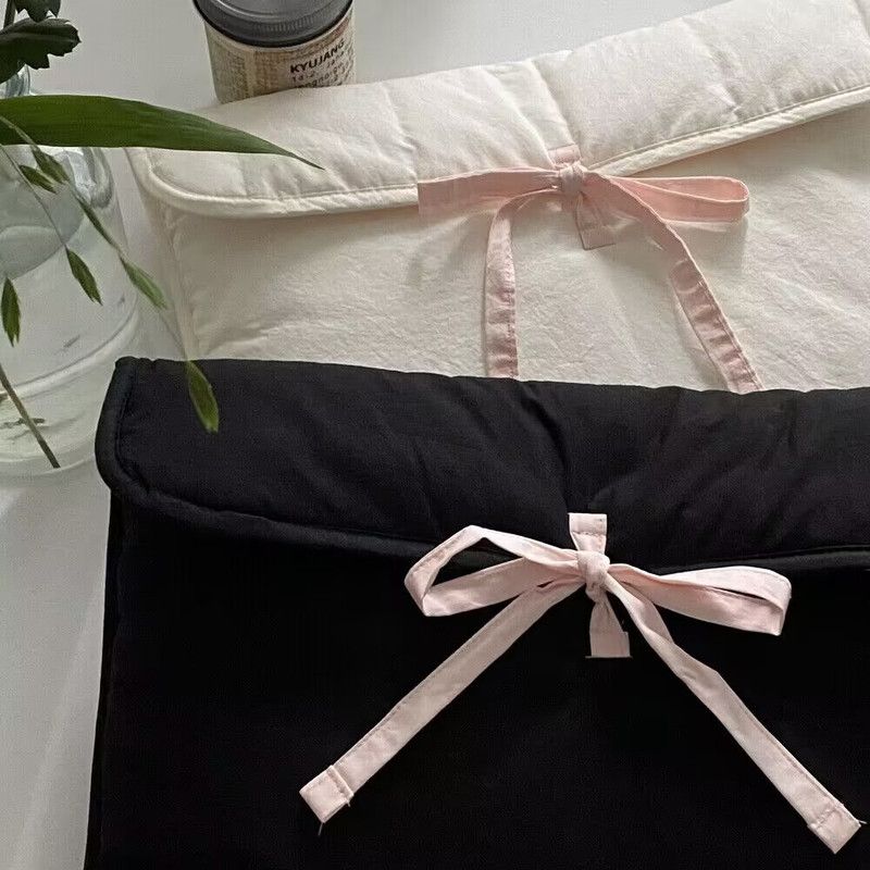 1PC Ballet Pink Bow Quilted Laptop & Tablet Sleeve – Fits 13–14 inch – White — image 4