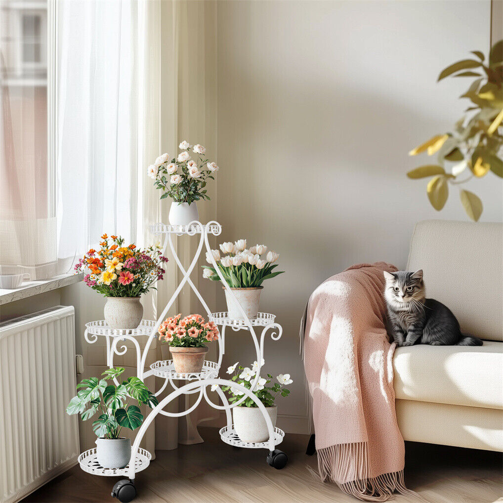 Movable Metal Plant Stand Garden Cart Indoor/Outdoor Decor — image 3