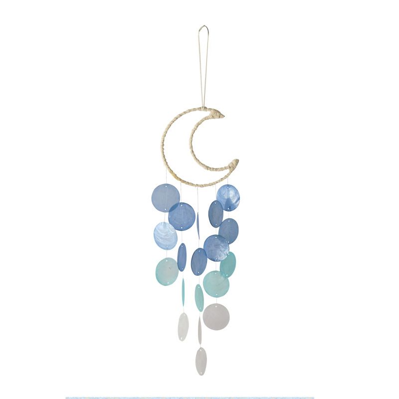 Shell Moon Wind Chime Wall Decor Hanging Mobile Decorative Ocean Handmade Home Decor Eye-catching Exquisite Creative(3pcs)