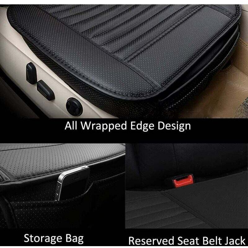 Universal Front Car Seat Cover Super Breathable Bamboo Charcoal Pu Leather,20.8 20.1''(1 Piece-Black) — image 4