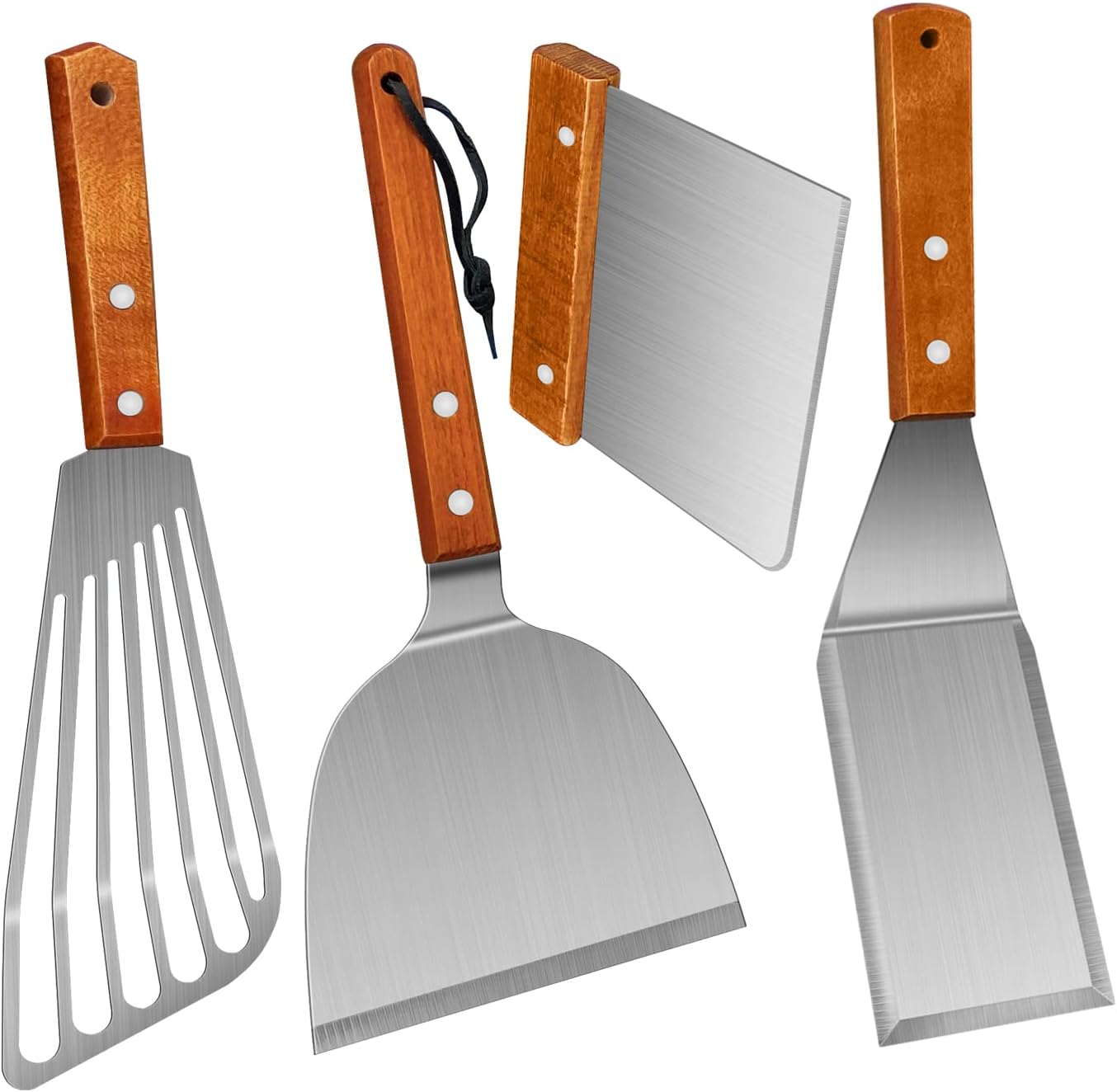 Spatula, Metal Spatulas Set, Stainless Steel Spatula, Fish Spatula Turner Cooking BBQ Grill Griddle Spatula, Metal Spatula for Cast Iron Skillet, Small Wide