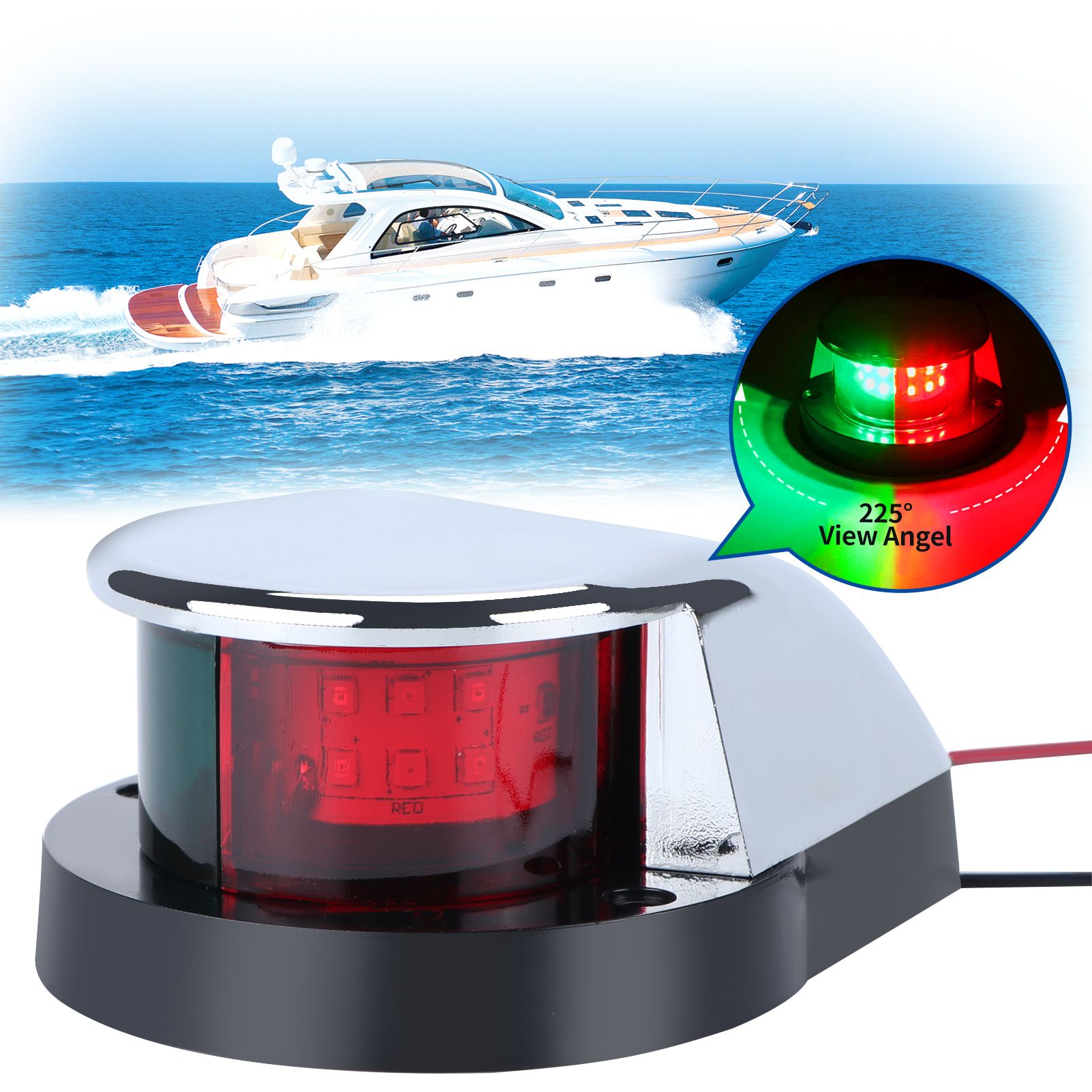 2pcs LED Boat Navigation Light Red and Green LED Marine Navigation Light Boat Bow Light for Pontoon and Small Boat (Silver) โ image 2