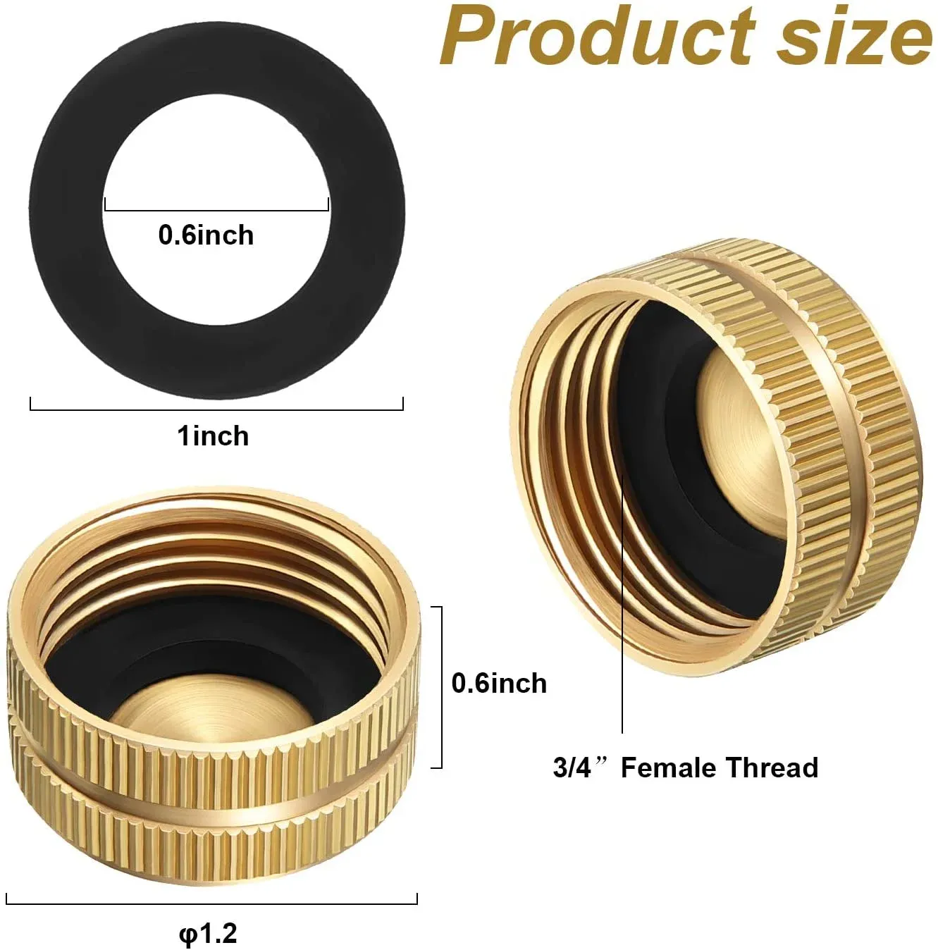 10 Pack Brass Garden Hose End Caps, 3/4 Inch Female Spigot Caps with 20 Washers for Home Garden Use, Brass Construction โ image 3