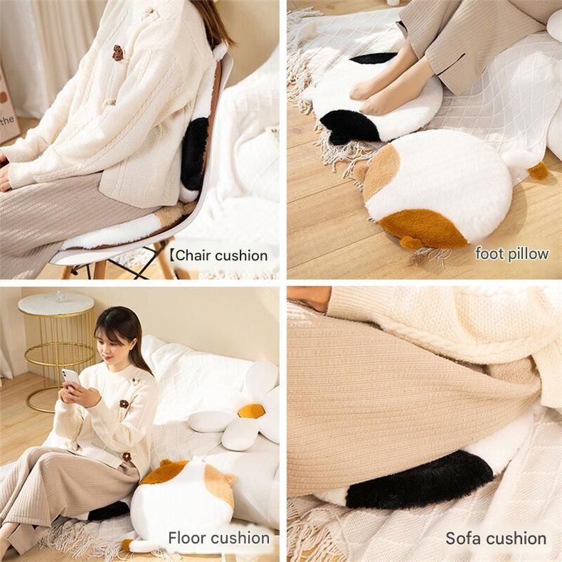40cm Round Cat-Themed Seat Cushion (White Cat with Black Tail) — Slow-Rebound Memory Foam, Soft Plush, Washable — Ideal for Office Chairs, Bedrooms, Dorms, and — image 3