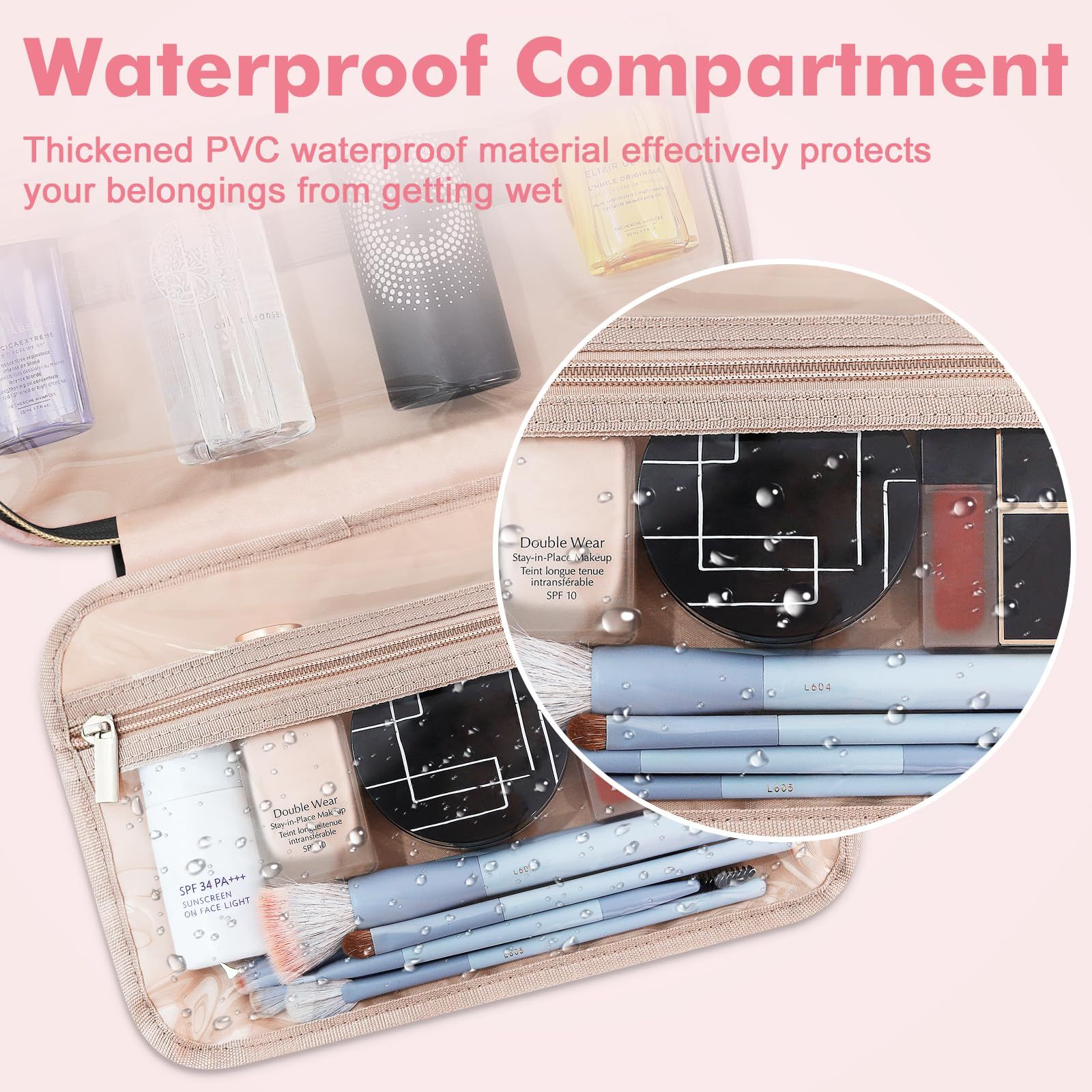 Toiletry Bag for Women, Large Cosmetic Travel Bag, Hanging Toiletry Bag for Bathroom, Thickened PVC Waterproof Makeup Bag โ image 4