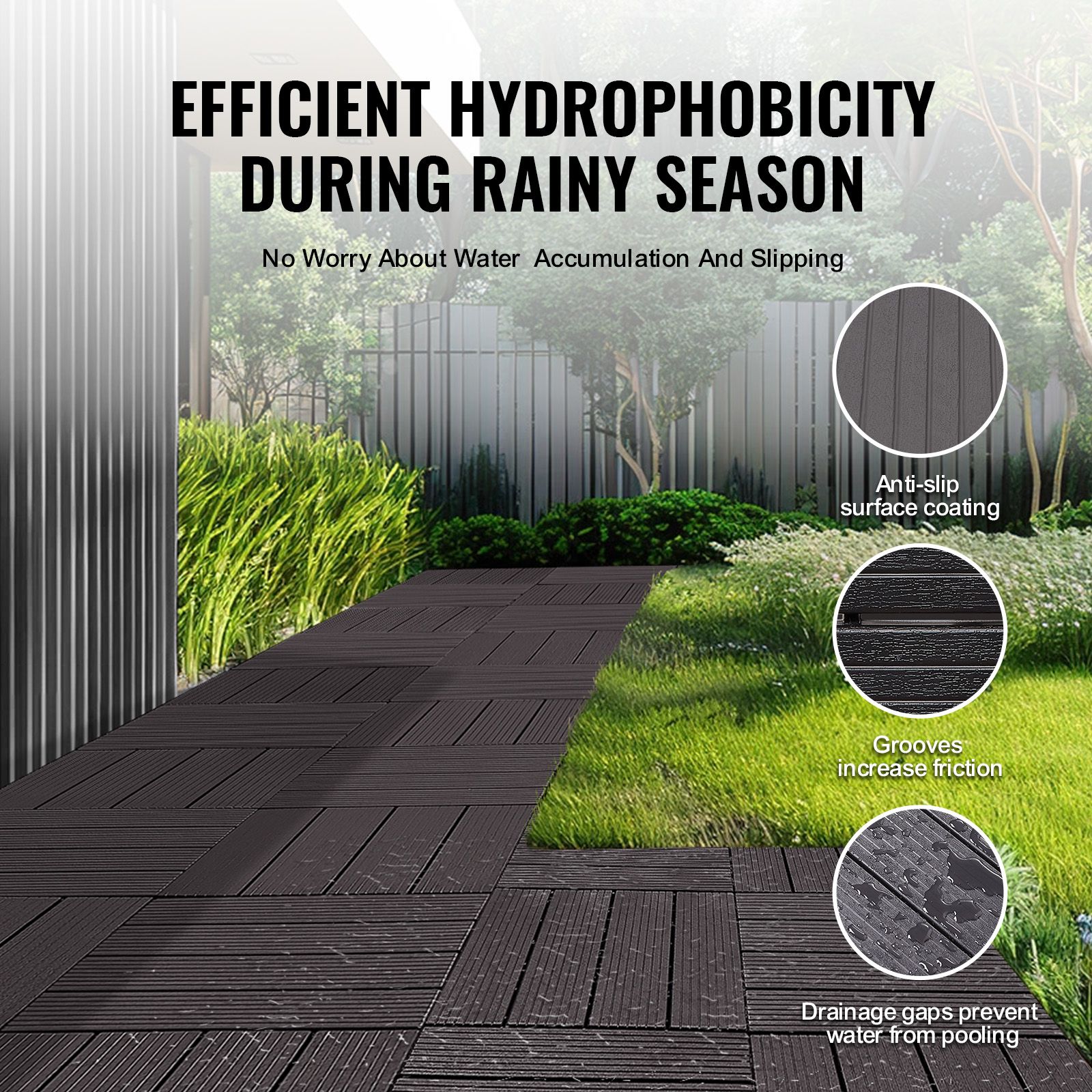 Interlocking Deck Tiles, 36 Pack,11.6"x11.6" 36 sq. ft Plastic Waterproof Outdoor Flooring All Weather Use, Patio Floor Decking Covering Tiles for Porch — image 4