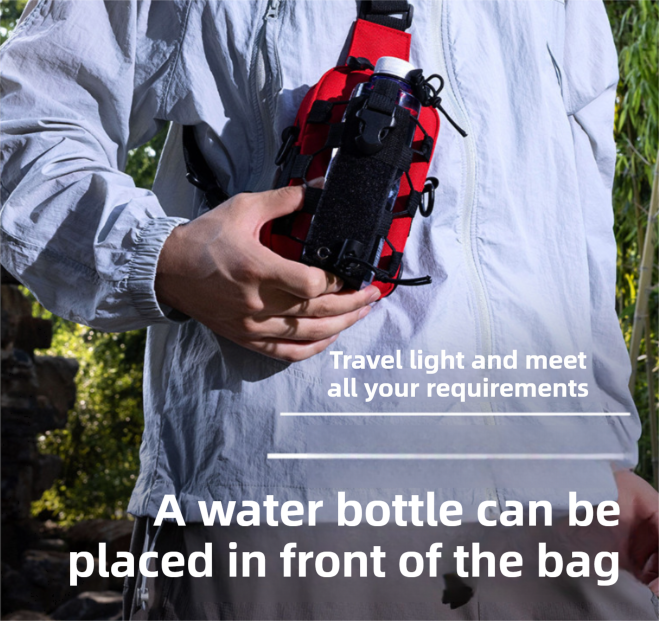 Black Outdoor Tactical Water Bottle Chest Bag - High-Capacity Phone Pouch with Expansion System for Cycling Camping and Fishing โ image 3