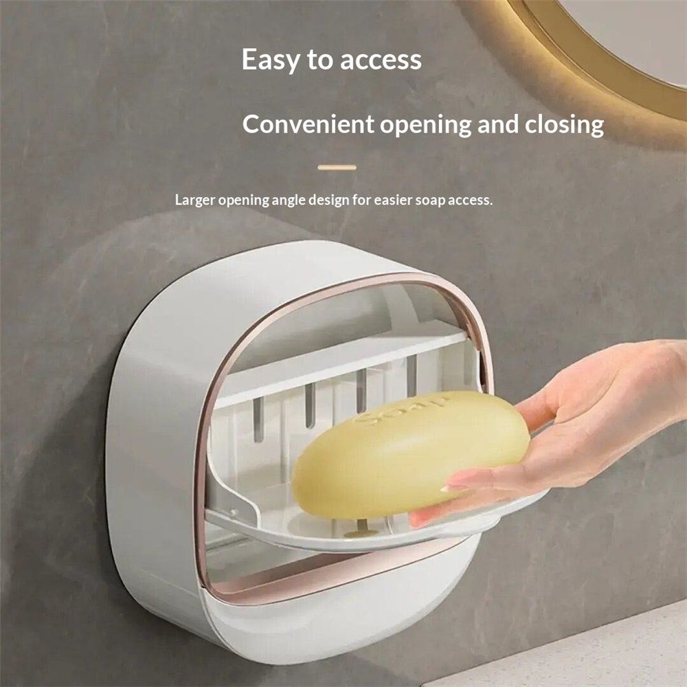 2 PCS Soap Holder Dish Shower, Bar Soap Holder with Drainage, Self Draining Soap Holder, Wall Mounted Soap Box Tray Container for Bathroom, Bathtub Kitchen — image 2