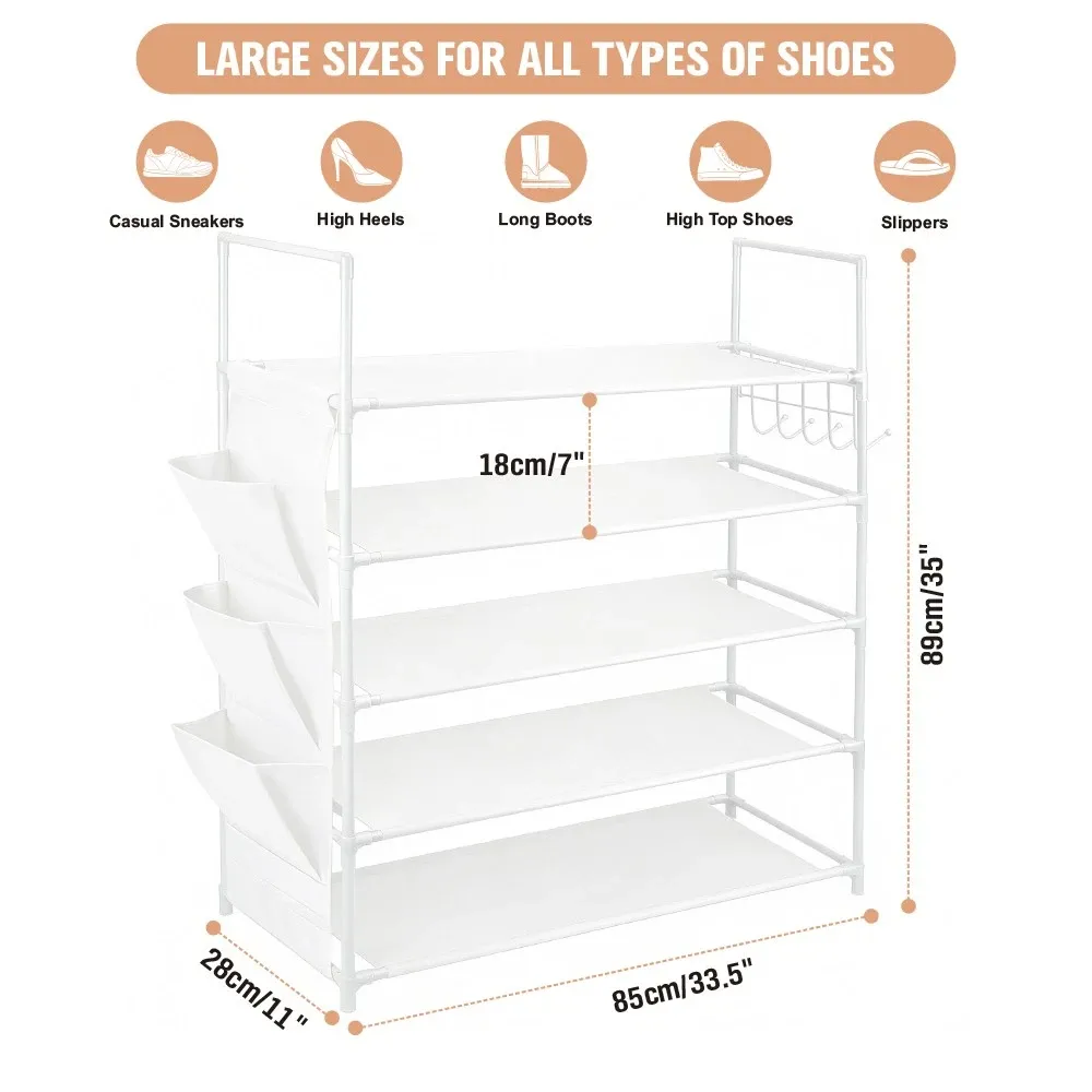 SEDY 5-Tier Shoe Rack Storage Organizer Shelf for 20–25 Pairs Bedroom Garage — image 2