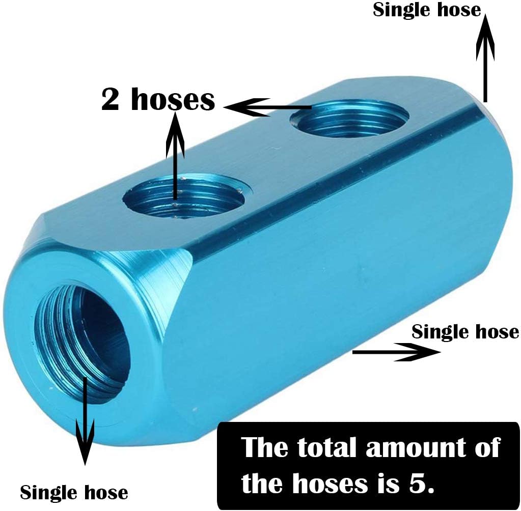 1/4" 2 Way 5 Port Aluminum Air Hose Inline Manifold Block Splitter, Pneumatic Air Compressor Manifold Fitting โ image 3