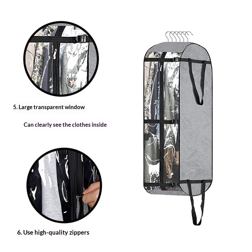 Hanging Garment Bags for Travel Suit Bags for Closet Storage Moving Bags for Clothes Dress Cover for Coat, Jacket, Shirt, Clothing, grey โ image 4